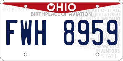 OH license plate FWH8959