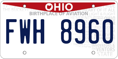 OH license plate FWH8960