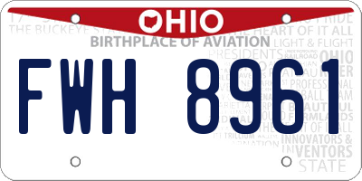 OH license plate FWH8961