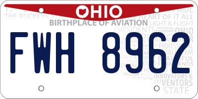 OH license plate FWH8962