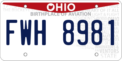 OH license plate FWH8981