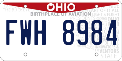 OH license plate FWH8984