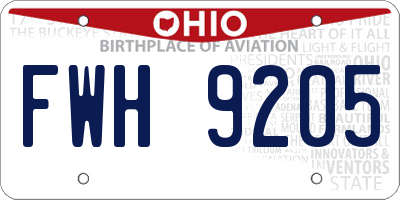 OH license plate FWH9205