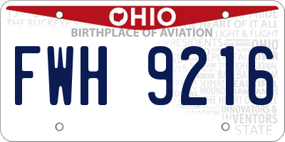 OH license plate FWH9216