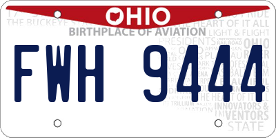 OH license plate FWH9444