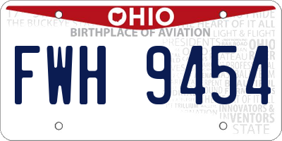 OH license plate FWH9454