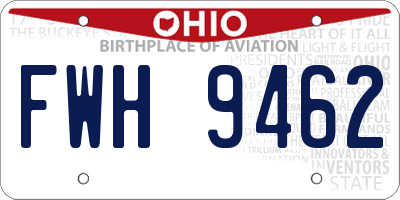 OH license plate FWH9462