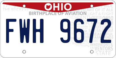 OH license plate FWH9672