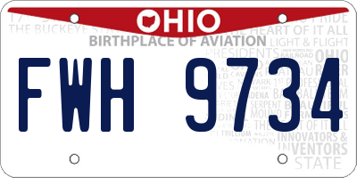 OH license plate FWH9734