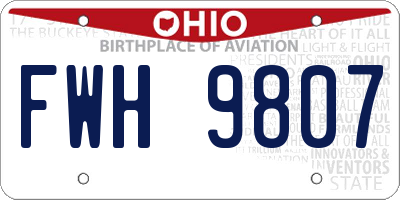 OH license plate FWH9807