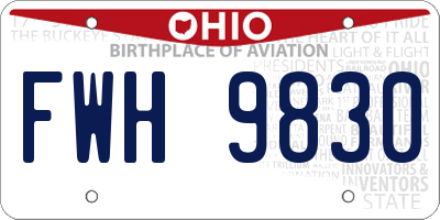 OH license plate FWH9830
