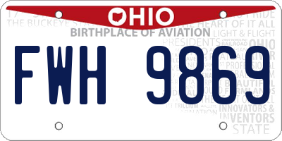 OH license plate FWH9869