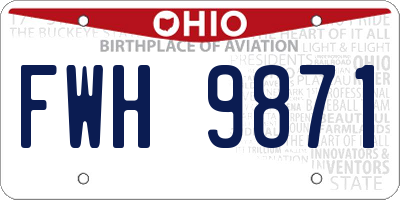 OH license plate FWH9871