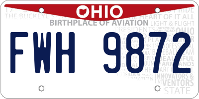 OH license plate FWH9872