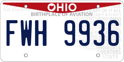OH license plate FWH9936