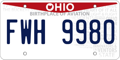 OH license plate FWH9980