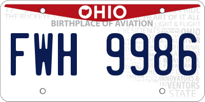 OH license plate FWH9986