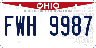 OH license plate FWH9987