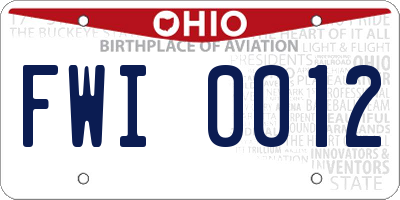 OH license plate FWI0012