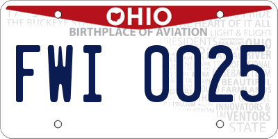 OH license plate FWI0025