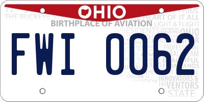 OH license plate FWI0062