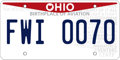 OH license plate FWI0070