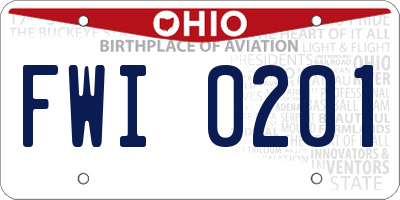 OH license plate FWI0201