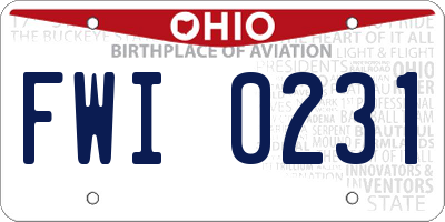 OH license plate FWI0231