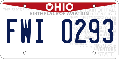 OH license plate FWI0293