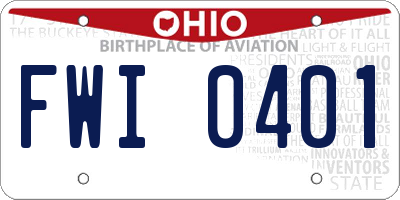 OH license plate FWI0401