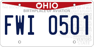 OH license plate FWI0501
