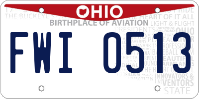 OH license plate FWI0513