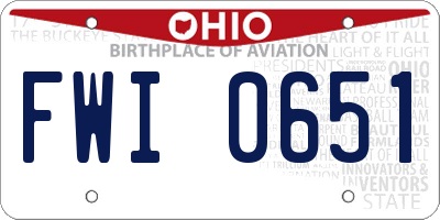 OH license plate FWI0651