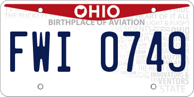 OH license plate FWI0749