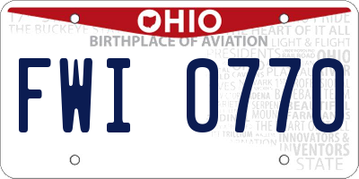 OH license plate FWI0770