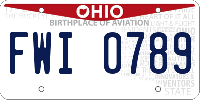 OH license plate FWI0789