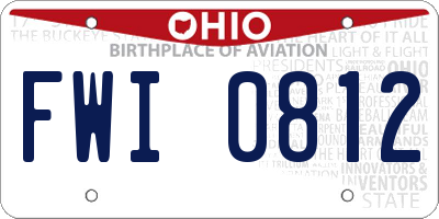 OH license plate FWI0812