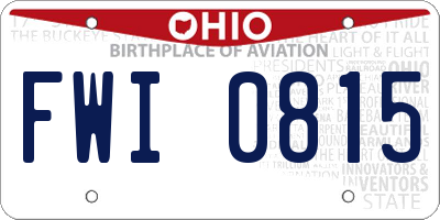 OH license plate FWI0815