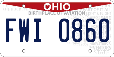OH license plate FWI0860