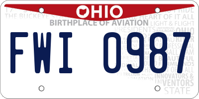 OH license plate FWI0987