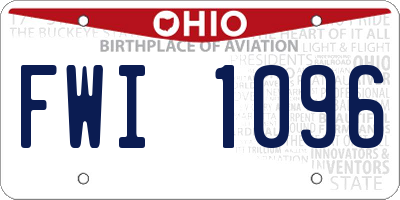 OH license plate FWI1096