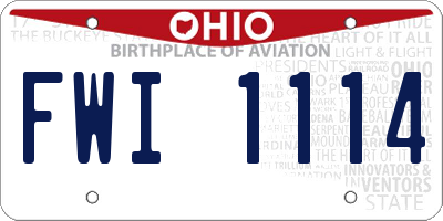 OH license plate FWI1114