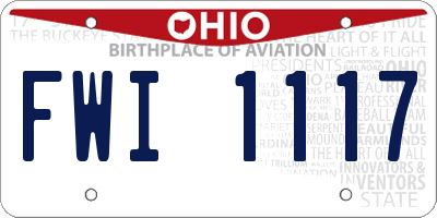 OH license plate FWI1117