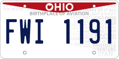 OH license plate FWI1191