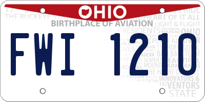 OH license plate FWI1210