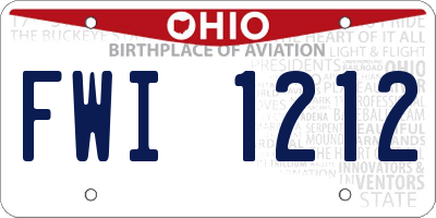 OH license plate FWI1212