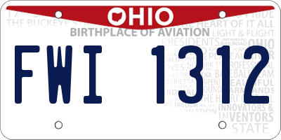 OH license plate FWI1312