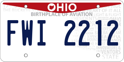 OH license plate FWI2212