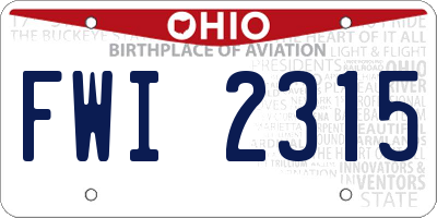 OH license plate FWI2315