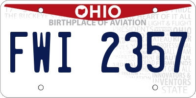 OH license plate FWI2357